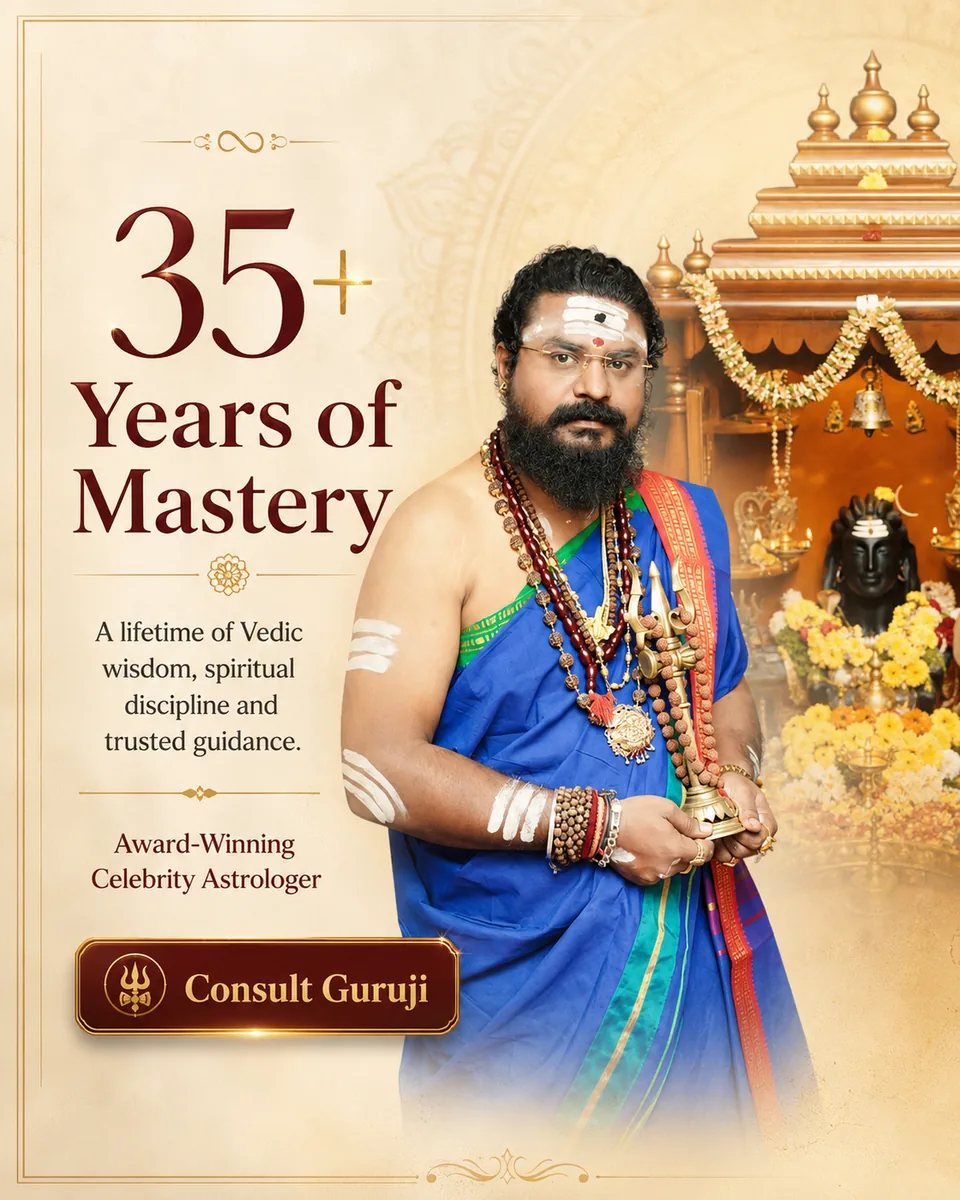 35+ Years of Mastery, a lifetime of Vedic wisdom, spiritual discipline and trusted guidance from Guruji